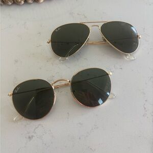 Ray-Ban Gold Frame Sunglasses with Dark Lenses